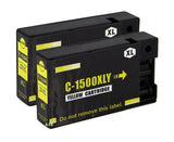 2 Compatible C1500XL High Capacity Yellow Ink Cartridges,  For Canon PGI-1500XLY
