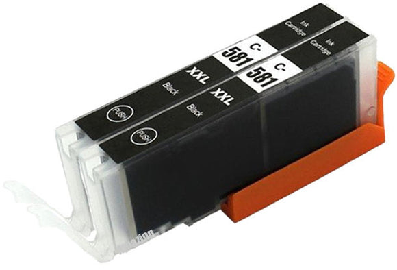 2 Compatible Black Ink Cartridges For Canon CLI-581BKXXL, 1998C001, NON-OEM
