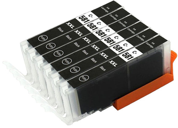 6 Compatible Black Ink Cartridges For Canon CLI-581BKXXL, 1998C001, NON-OEM