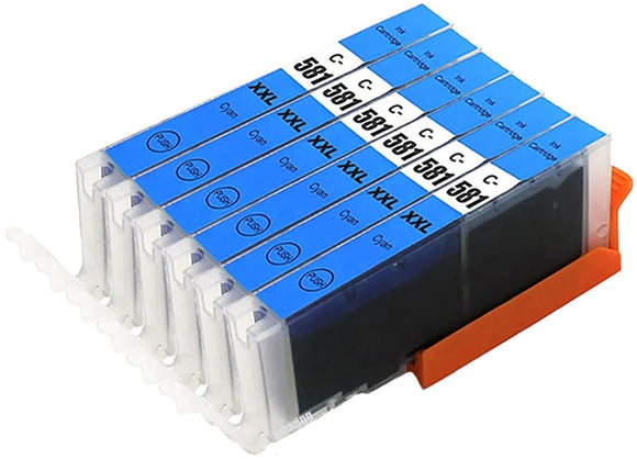 6 Compatible Cyan Ink Cartridge, For Canon CLI-581CXXL, 1995C001, NON-EOM