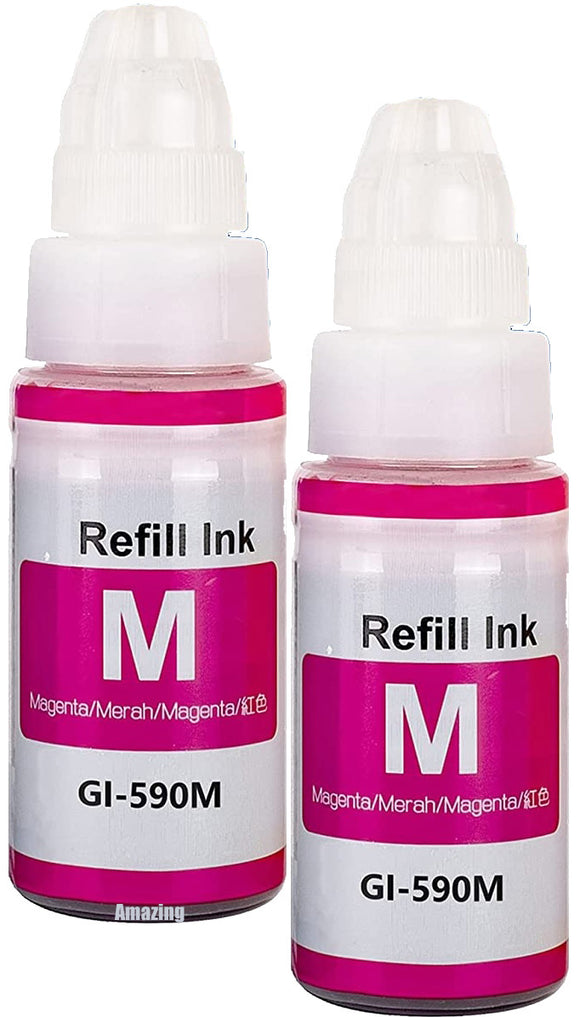 2 Compatible Magenta, Ink Bottles, For Canon GI590M, GI-590M, Non-OEM