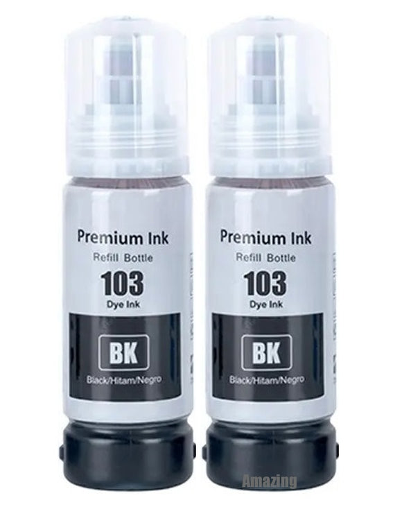 2 Compatible Black Ink Bottle, For Epson 103,  T00S1, Non-OEM