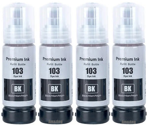 4 Compatible Black Ink Bottle, For Epson 103,  T00S1, Non-OEM