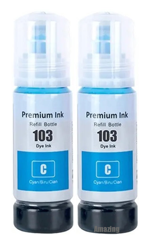 2 Compatible Cyan Ink Bottle, For Epson 103,  T00S2, Non-OEM