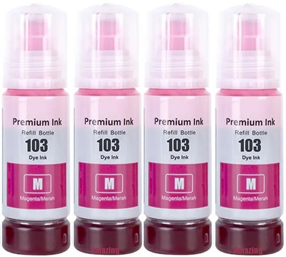 4 Compatible Magenta Ink Bottle, For Epson 103,  T00S3, Non-OEM