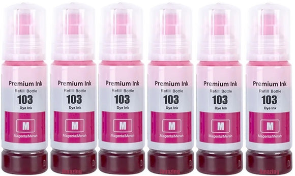 6 Compatible Magenta Ink Bottle, For Epson 103,  T00S3, Non-OEM