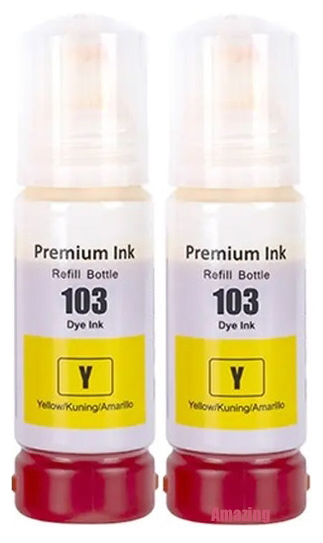 2 Compatible Yellow Ink Bottle, For Epson 103,  T00S4, Non-OEM