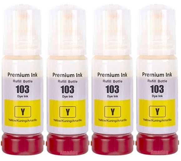 4 Compatible Yellow Ink Bottle, For Epson 103,  T00S4, Non-OEM