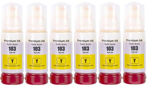 6 Compatible Yellow Ink Bottle, For Epson 103,  T00S4, Non-OEM