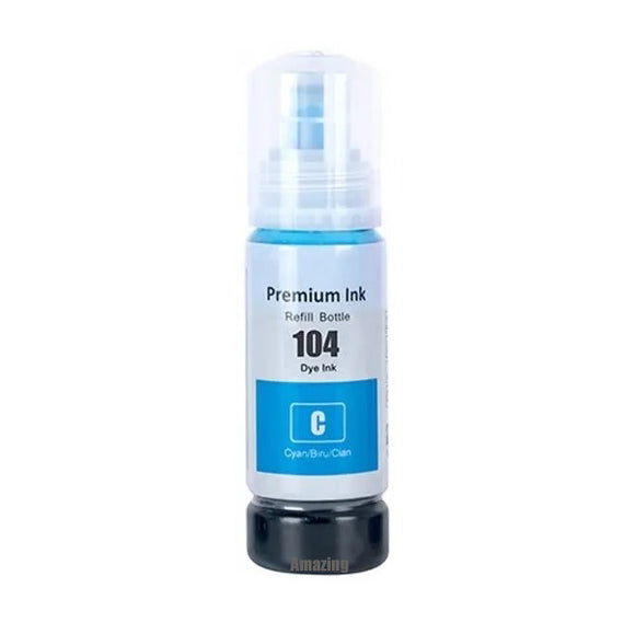 1 Compatible Cyan Ink Bottle, For Epson 104, T00P2, Non-OEM