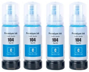 4 Compatible Cyan Ink Bottle, For Epson 104, T00P2, Non-OEM