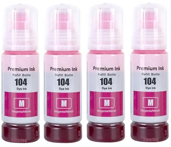 4 Compatible Magenta Ink Bottle, For Epson 104, T00P3, Non-OEM
