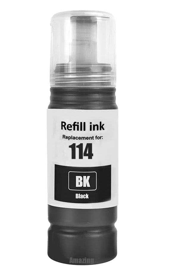 1 Compatible Black Ink Bottle, For Epson 114, T07A1, Non-OEM