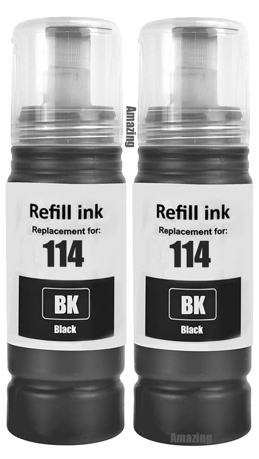 2 Compatible Black Ink Bottle, For Epson 114, T07A1, Non-OEM