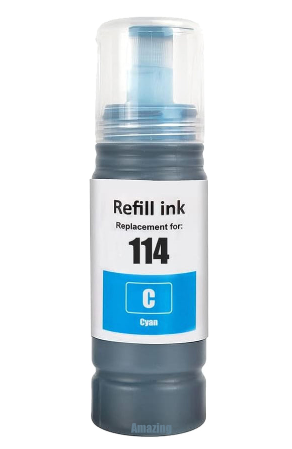 1 Compatible E114 Cyan Ink Bottle, For Epson 114, T07B2, Non-OEM