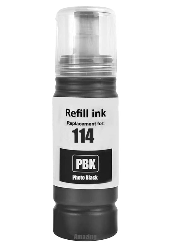 1 Compatible E114 Photo Black Ink Bottle, For Epson 114, T07B1, Non-OEM