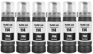 6 Compatible E114 Photo Black Ink Bottle, For Epson 114, T07B1, Non-OEM