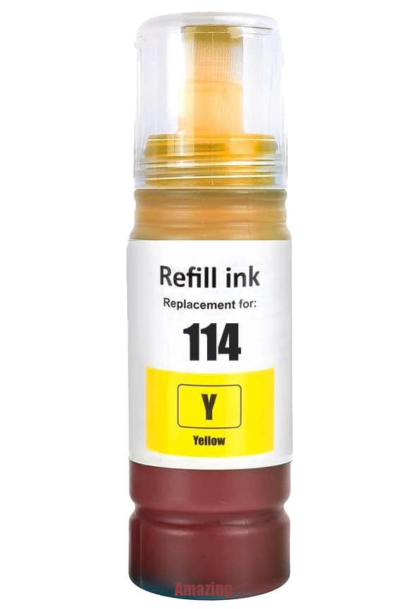 1 Compatible E114 Yellow Ink Bottle, For Epson 114, T07B4, Non-OEM
