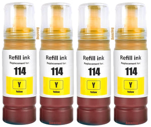 4 Compatible E114 Yellow Ink Bottle, For Epson 114, T07B4, Non-OEM