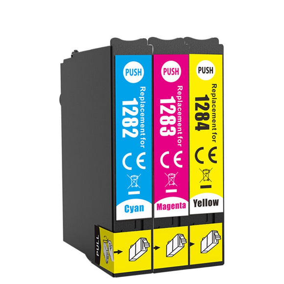 3 Compatible Ink Cartridges, Replaces For Epson T1282, T1283, T1284, NON-OEM
