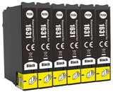 6 Compatible Black Ink Cartridges, Replaces For Epson 16XL, T1631, NON-OEM