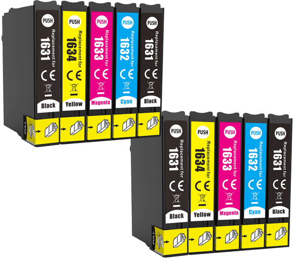 10 Compatible Multipack Ink Cartridges, Replaces For Epson 16XL, T1636, NON-OEM