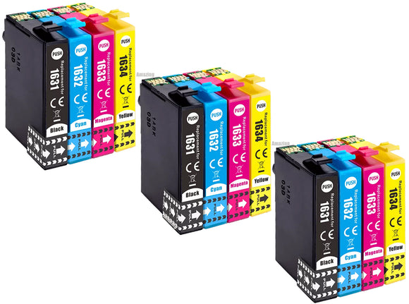 12 Compatible Multipack Ink Cartridges Replaces For Epson 16XL ,T1636, NON-OEM
