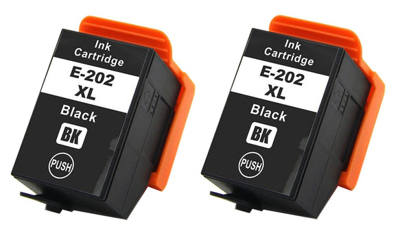 2 Compatible 202 XL, Black Ink Cartridge, For Epson 202 XL, T02G1, Non-OEM