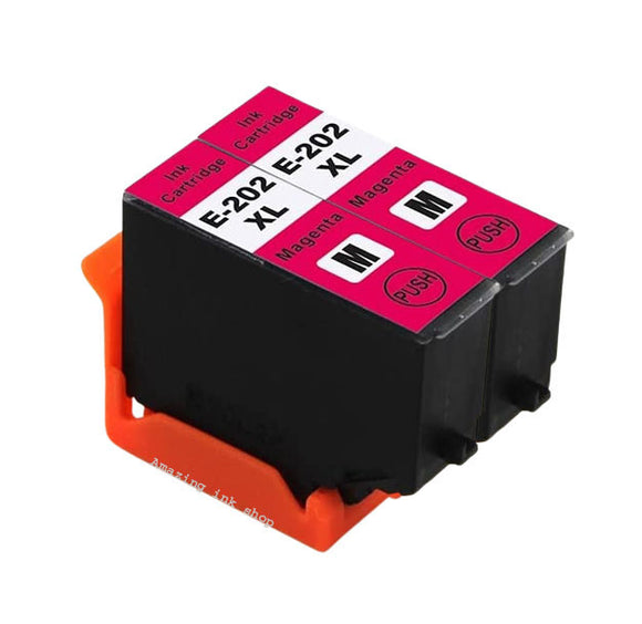 2 Compatible E202XL Magenta Ink Cartridges, For Epson 202XL, T02H3, NON-OEM