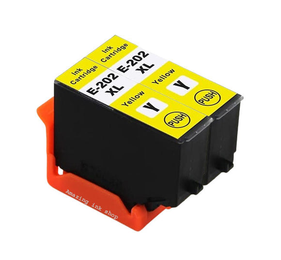 2 Compatible E202XL Yellow Ink Cartridge, For Epson 202XL, T02H4, NON-OEM