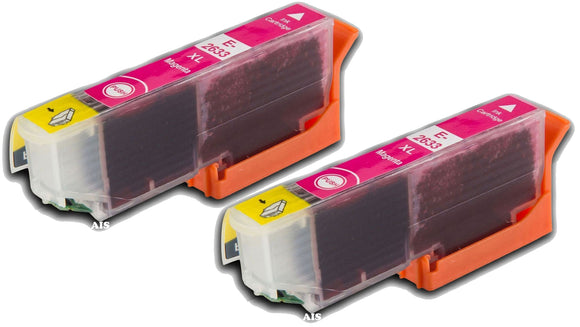 2 Compatible E26XL Magenta Ink Cartridges, For Epson 26XL T2633 NON-OEM