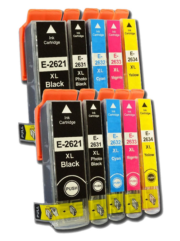 10 Compatible E26XL, Multipack Ink Cartridges, For Epson 26XL, T2636, NON-OEM