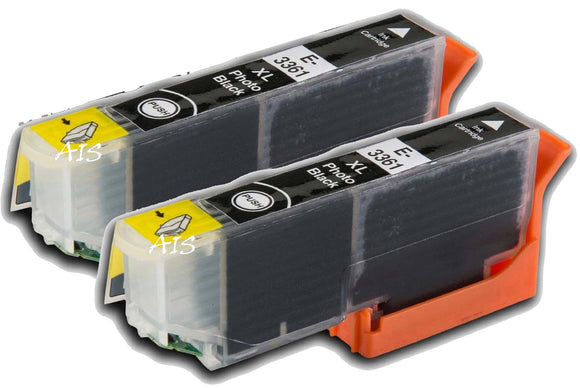 2 Compatible E33XL Photo Black Ink Cartridges for Epson 33XL T3361, Non-OEM