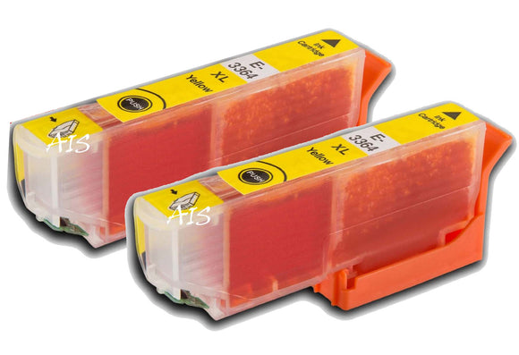 2 Compatible E33XL Yellow Ink Cartridge, For Epson 33XL, T3364, NON-OEM