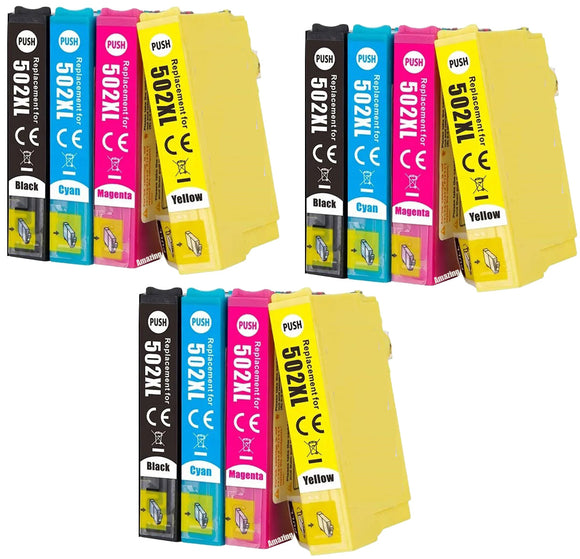 12 Compatible Multipack Ink Cartridges, For Epson 502XL T02W6 NON-OEM