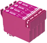 4 Compatible High Capacity Magenta Ink Cartridges, For Epson 502XL, T02W3, NON-OEM