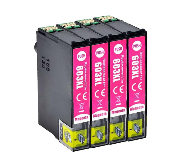 4 Compatible Magenta Ink Cartridge, Replaces For Epson 603XL, T03A3, NON-OEM