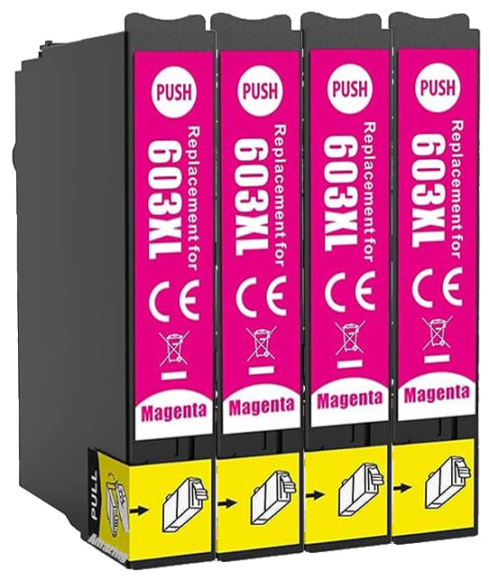 4 Compatible Magenta Ink Cartridge, Replaces For Epson 603XL, T03A3, NON-OEM