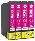 4 Compatible Magenta Ink Cartridge, Replaces For Epson 603XL, T03A3, NON-OEM