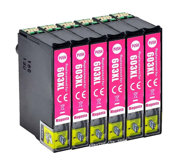 6 Compatible Magenta Ink Cartridge, Replaces For Epson 603XL, T03A3, NON-OEM