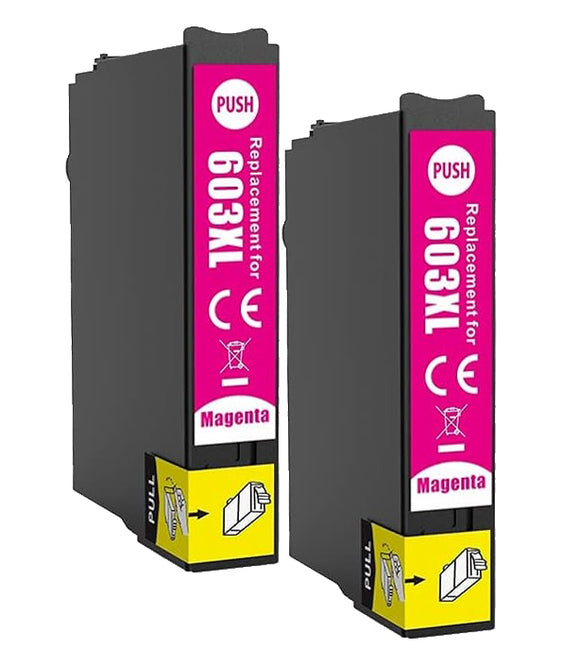 2 Compatible Magenta Ink Cartridge, Replaces For Epson 603XL, T03A3, NON-OEM