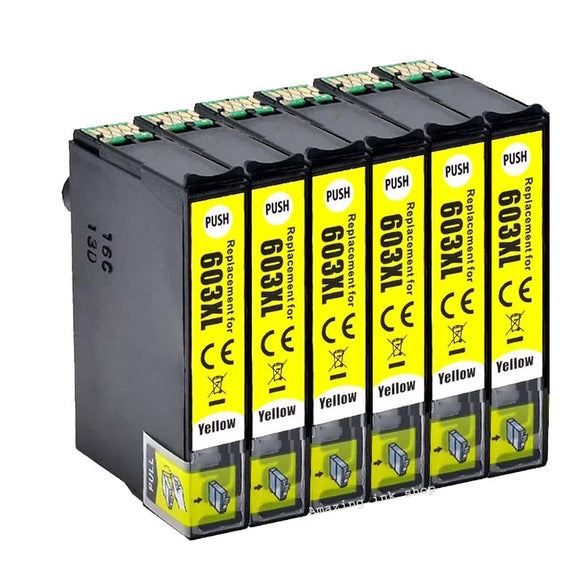 6 Compatible Yellow Ink Cartridge, Replaces For Epson 603XL, T03A4, NON-OEM