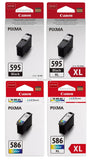 Genuine Canon PG-595 PG-595XL Black & CL-586 CL-586XL Colour Ink Cartridges  LOT