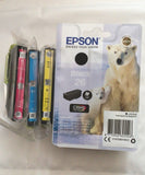 Genuine Epson 26, Polar Bear Multipack Ink Cartridge, T2616, C13T26164511
