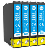 4 Compatible Cyan Ink Cartridge, Replaces For Epson T1282, NON-OEM