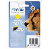 Genuine Epson T0714, Cheetah Yellow Ink Cartridge, TO714, (C13T07144012)
