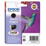 Genuine Epson T0801, Hummingbird Black Ink Cartridge, C13T08014010 Vacuum Sealed