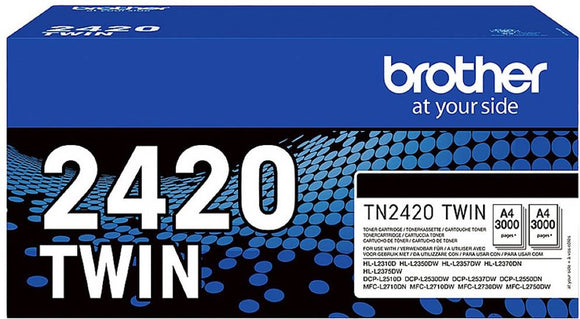 Genuine Brother TN2420 TWIN Black Toner Cartridges, TN-2420