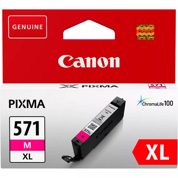 Genuine Canon CLI-571XL, Magenta Ink Cartridge, CLI-571XLM, 0333C001