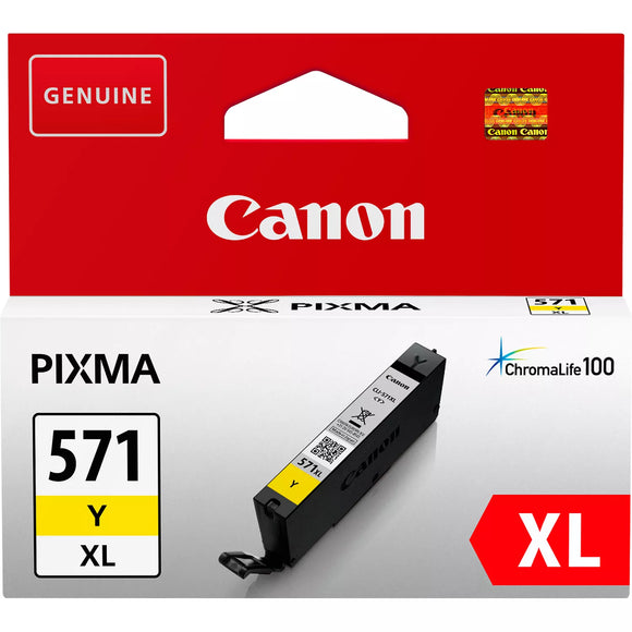 Genuine Canon CLI-571XL, Yellow Ink Cartridge, CLI-571XLY, 0334C001